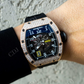 Black Rubber Belt Richard Mille Hip Hop Men's Watch customdiamjewel