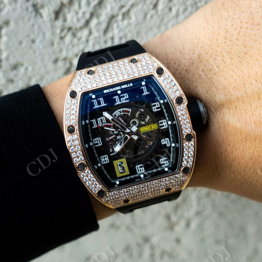 Black Rubber Belt Richard Mille Hip Hop Men's Watch customdiamjewel