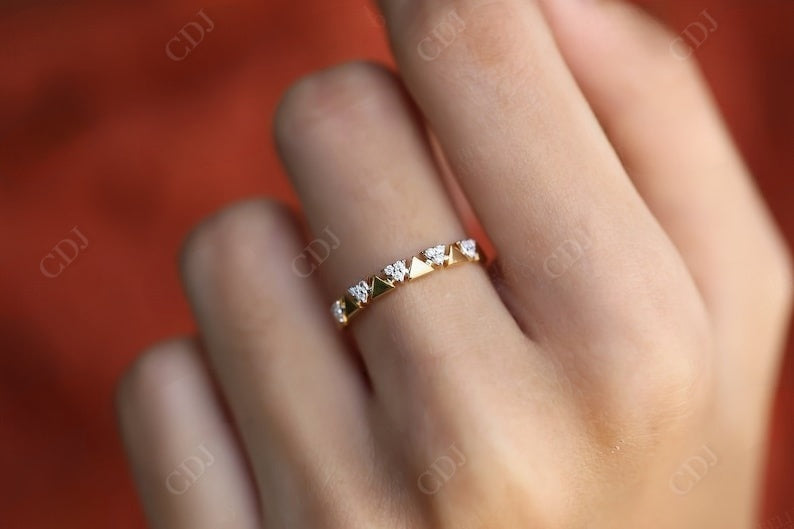 0.075CT Round Cut Unique Triangle Shaped Wedding Band  customdiamjewel   