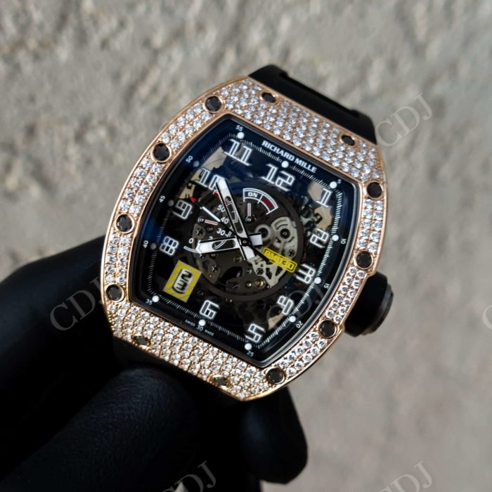 Black Rubber Belt Richard Mille Hip Hop Men's Watch customdiamjewel