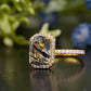 Cushion Rutilated Quartz Moissanite Ring customdiamjewel