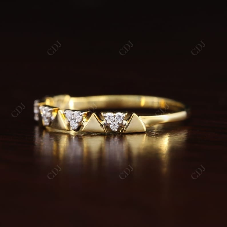 0.075CT Round Cut Unique Triangle Shaped Wedding Band  customdiamjewel   