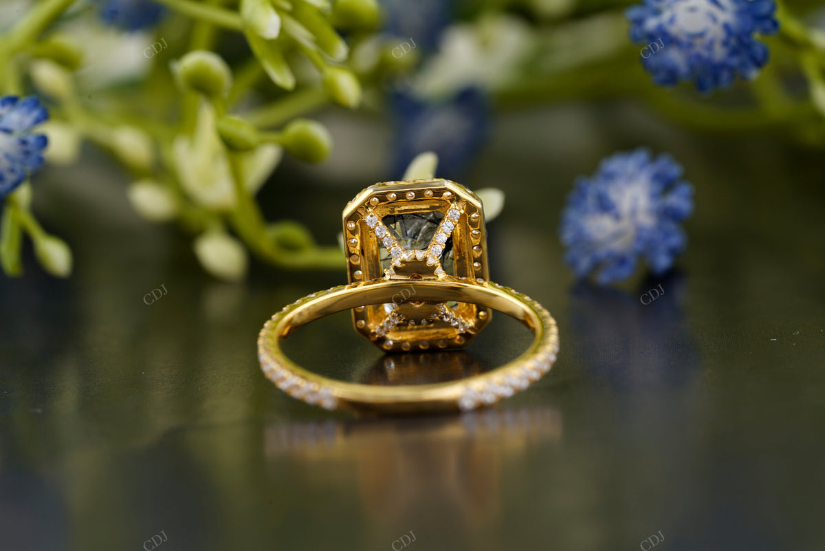 Cushion Rutilated Quartz Moissanite Ring customdiamjewel