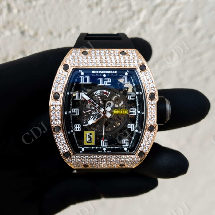Black Rubber Belt Richard Mille Hip Hop Men's Watch customdiamjewel