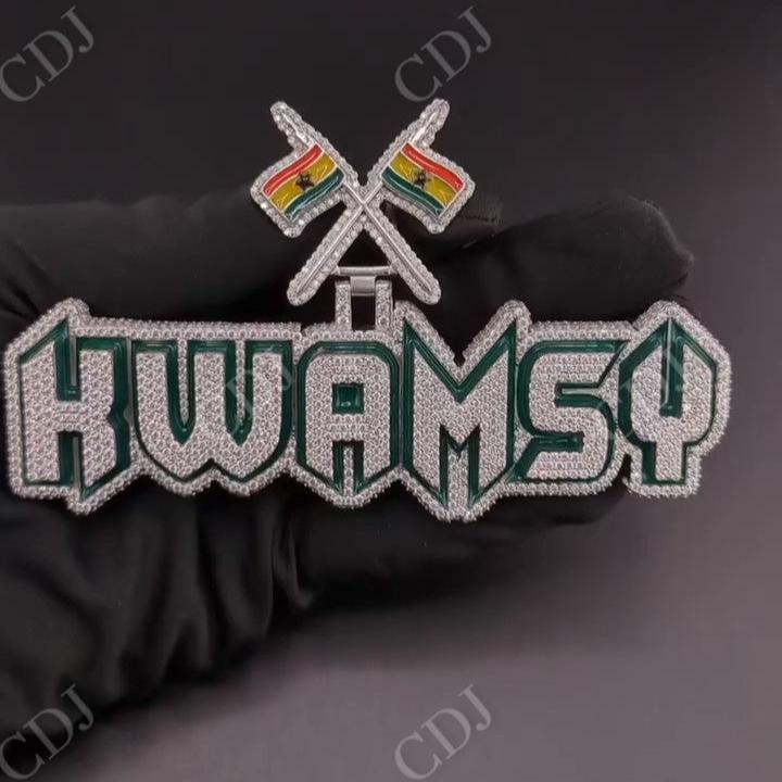 Iced Out Diamond KWAMSY Flag Pendant hip hop jewelry CustomDiamJewel   