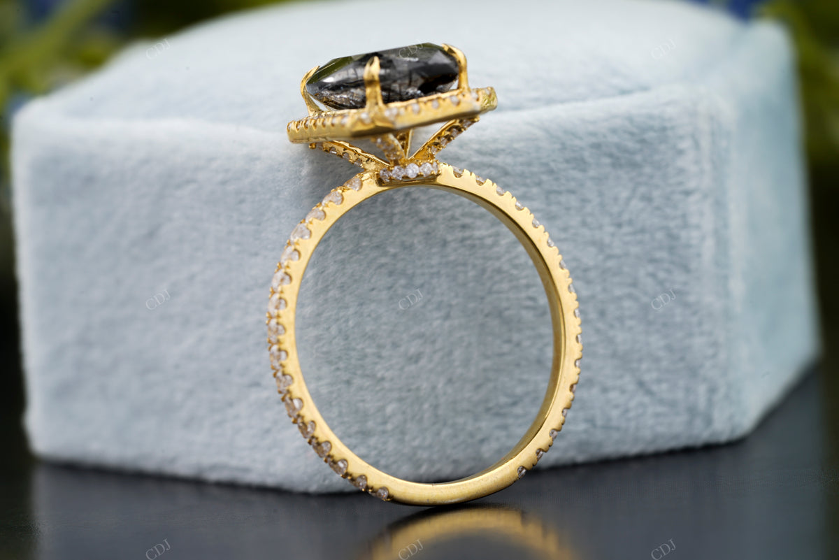 Cushion Rutilated Quartz Moissanite Ring customdiamjewel