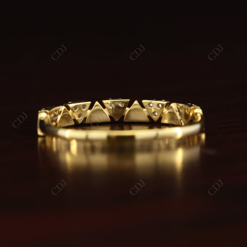 0.075CT Round Cut Unique Triangle Shaped Wedding Band  customdiamjewel   