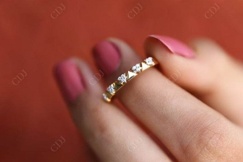 0.075CT Round Cut Unique Triangle Shaped Wedding Band  customdiamjewel   