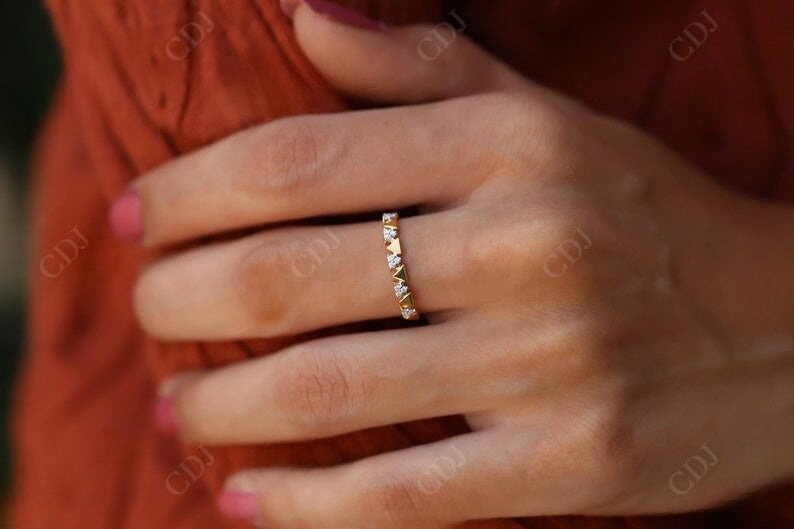 0.075CT Round Cut Unique Triangle Shaped Wedding Band  customdiamjewel   