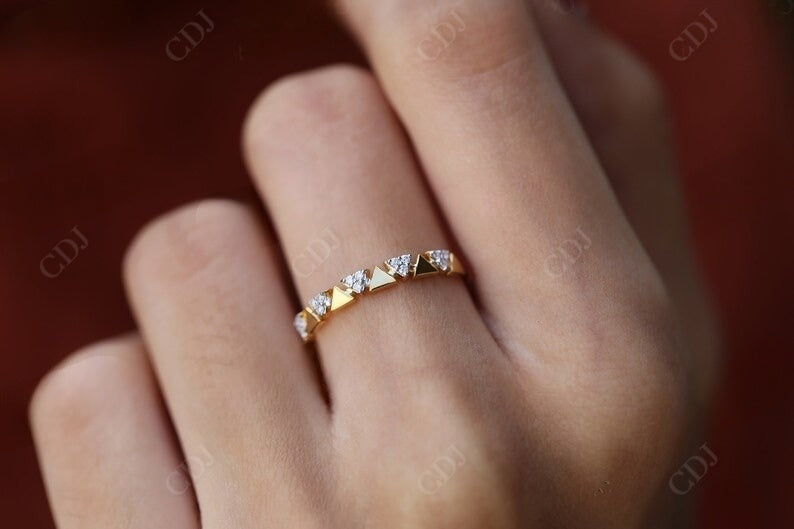 0.075CT Round Cut Unique Triangle Shaped Wedding Band  customdiamjewel   