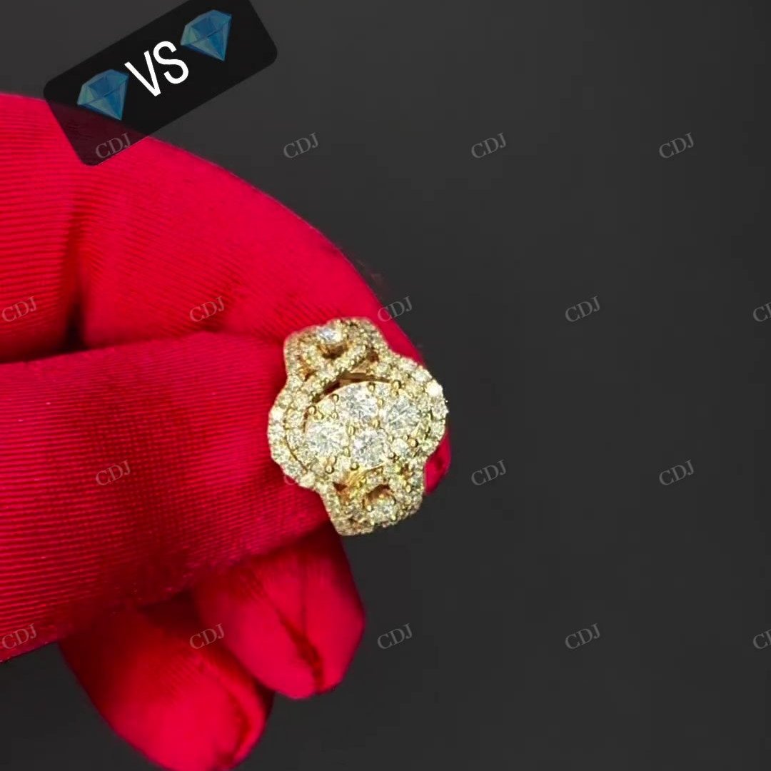 Oval cut Diamond Halo 10K Yellow Gold Ring hip hop jewelry customdiamjewel   