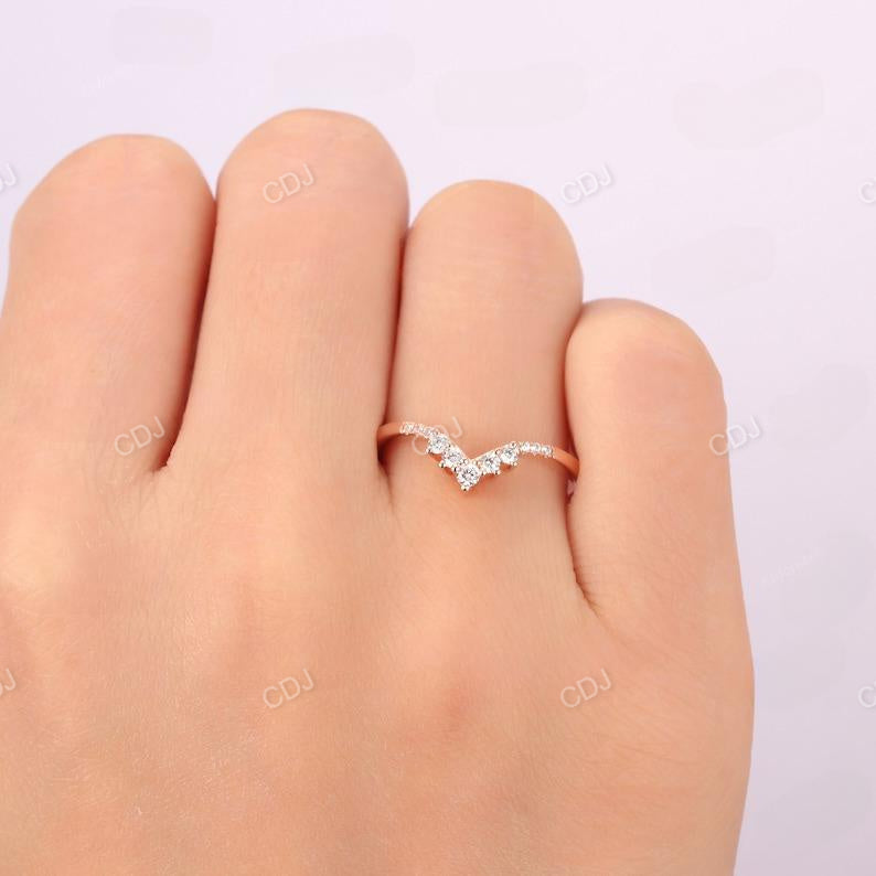 0.15ctw Lab Grown Diamond Rose Gold V Shape Wedding Band  customdiamjewel   