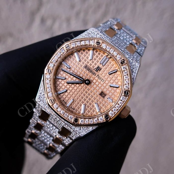 Rose White Audemars Piguet Moissanite Watch Wholesaler customdiamjewel