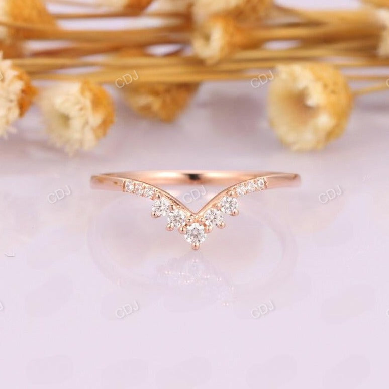 0.15CTW Round Cut Natural Diamond Chevron Wedding Band  customdiamjewel 10KT Rose Gold VVS-EF
