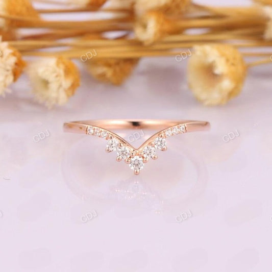 0.15CTW Round Cut Natural Diamond Chevron Wedding Band  customdiamjewel 10KT Rose Gold VVS-EF