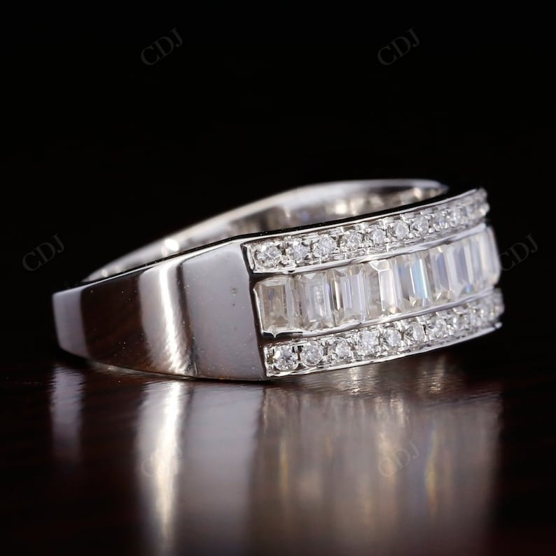 0.68CTW Baguette Round Lab Grown diamond Wedding Band  customdiamjewel   