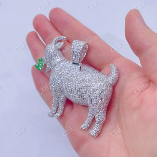 Cuban Chain 3D Design Iced Out Goat Diamond Pendant  customdiamjewel   