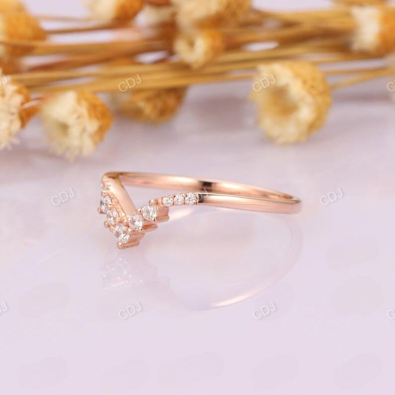 0.15ctw Lab Grown Diamond Rose Gold V Shape Wedding Band  customdiamjewel   