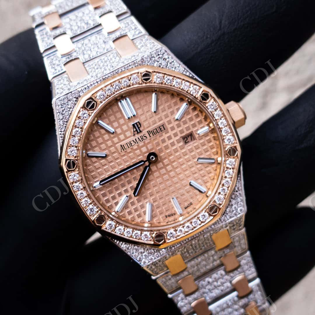 Rose White Audemars Piguet Moissanite Watch Wholesaler customdiamjewel