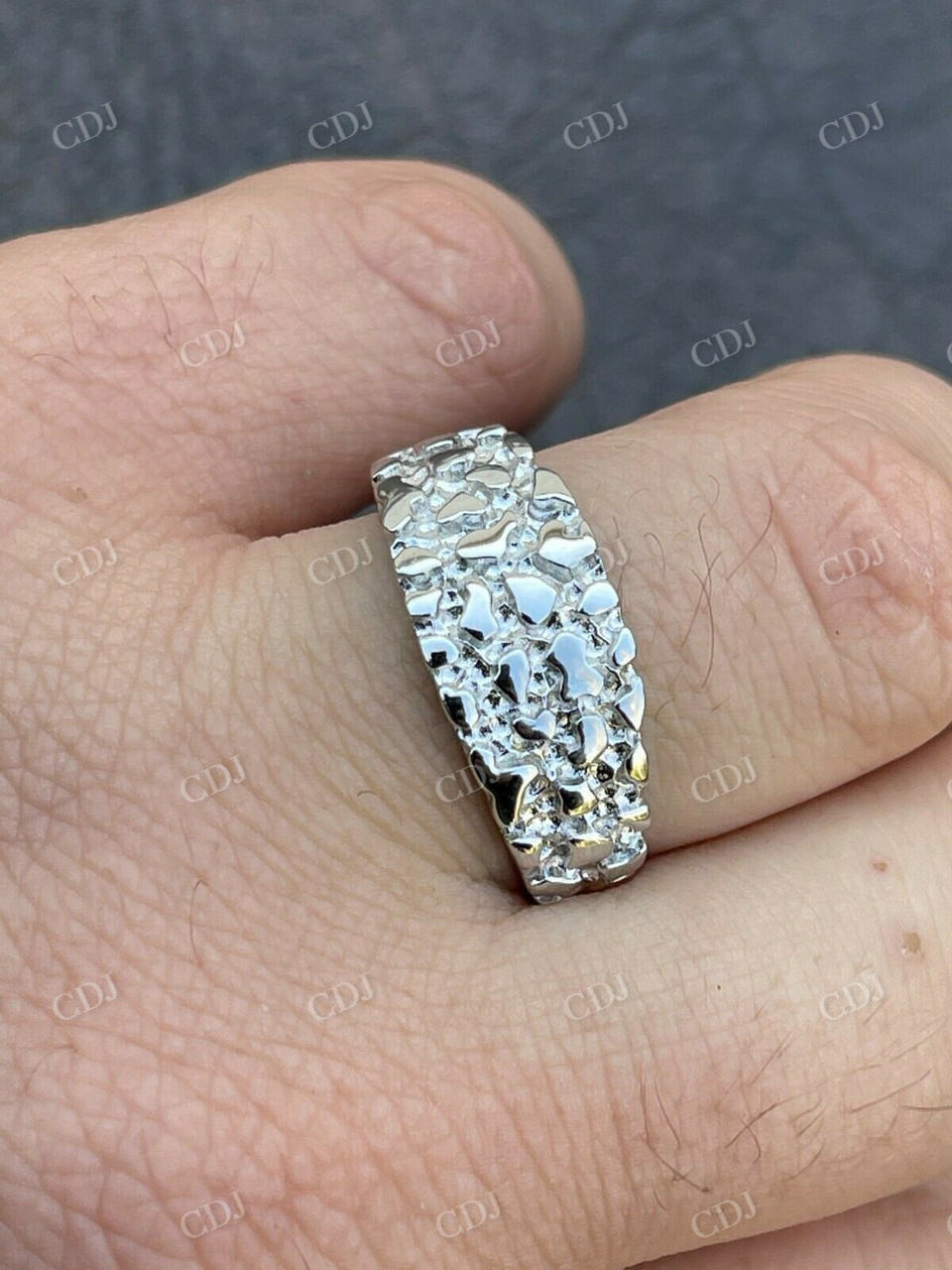 Hip Hop Mens Plain Nugget Band  customdiamjewel   