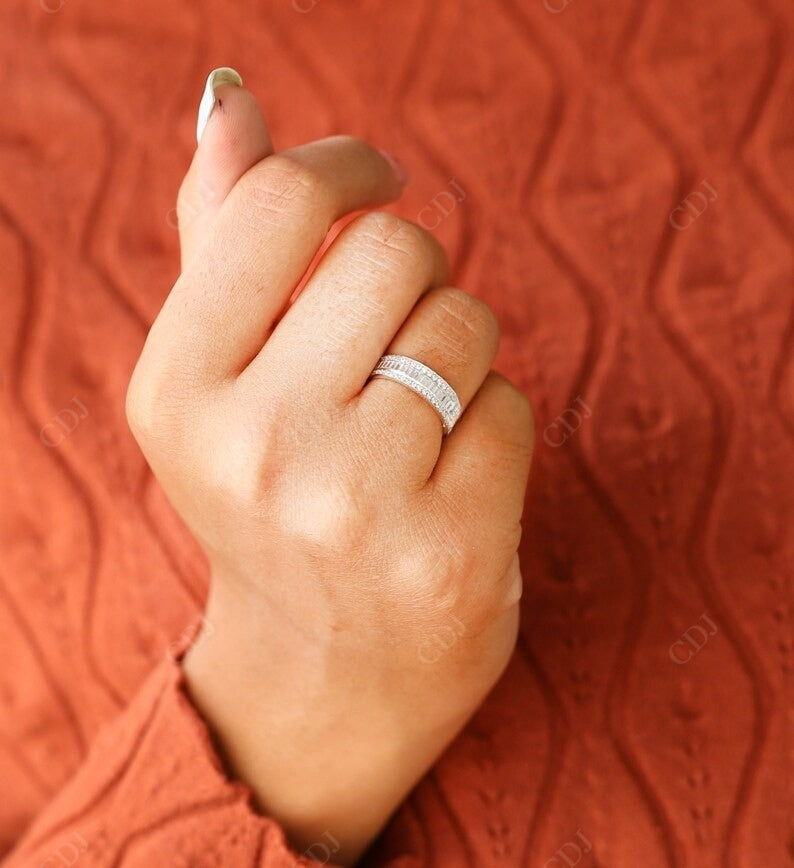 0.29CT Round and Baguette Natural Diamond Half Eternity Wedding Band  customdiamjewel   