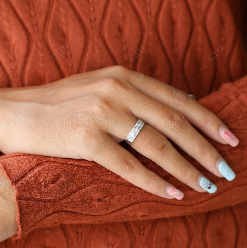0.29CT Round and Baguette Natural Diamond Half Eternity Wedding Band  customdiamjewel   