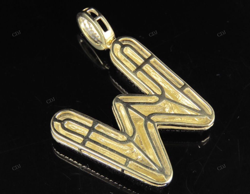 1.4" 1.20 CTW 10K Gold Natural Diamond Custom W Letter Pendant CustomDiamJewel