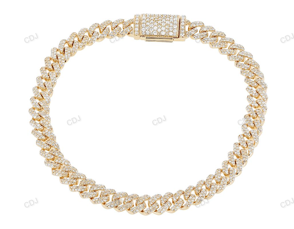Honeycomb Style Silver Moissanite Cuban Bracelet hip hop jewelry customdiamjewel