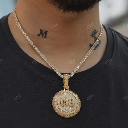 Full Ice Out Round Cut Diamond Hip Hop Style Fancy Latter Pendant For Man hip hop jewelry CustomDiamJewel
