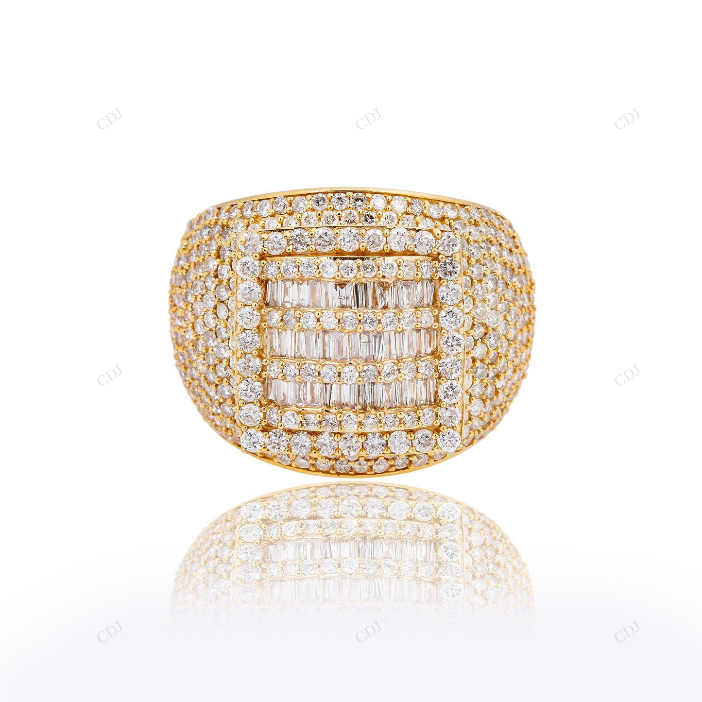 Silver Moissanite Baguette & Round Diamond Ring hip hop jewelry customdiamjewel