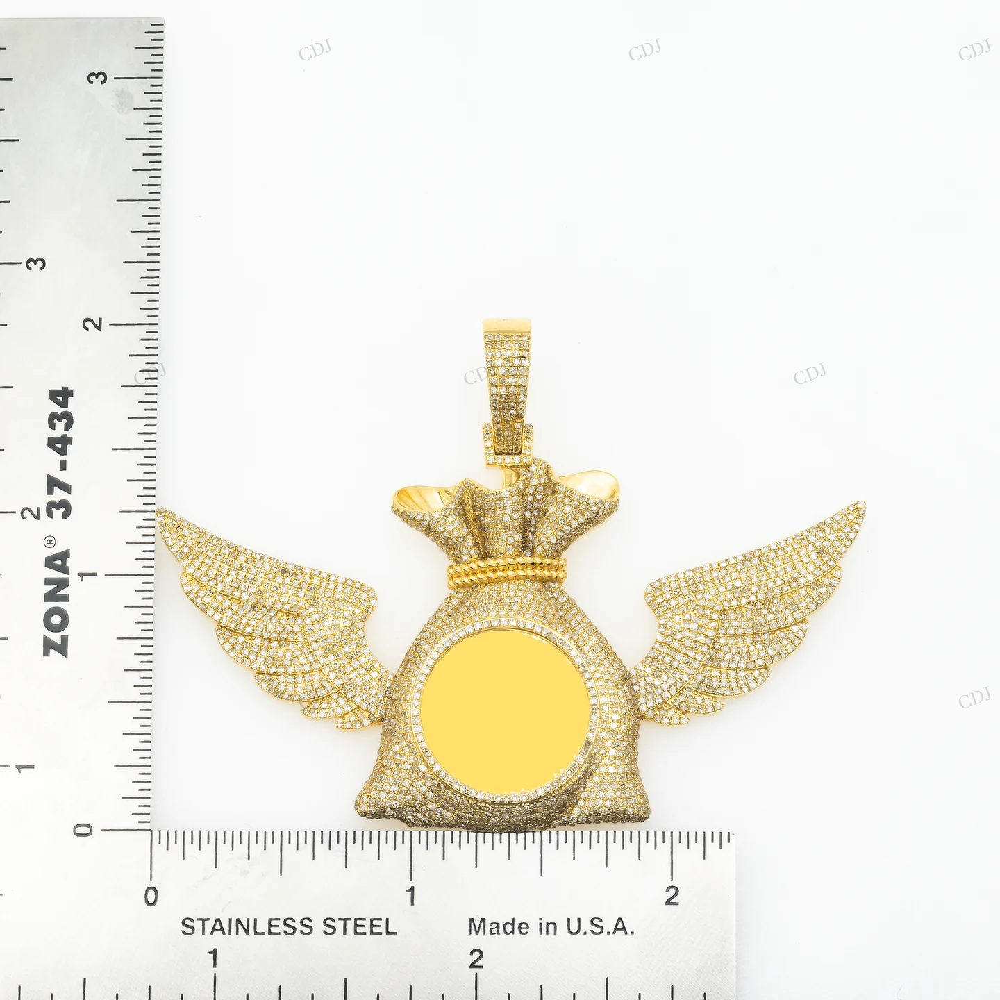 Silver Moissanite Money Bag Angel Wings Pendant hip hop jewelry customdiamjewel
