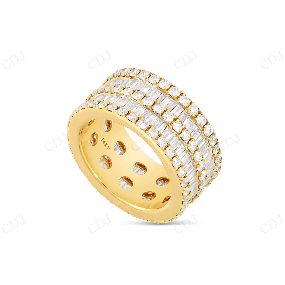 5 Row Baguette & Round Lab Grown Diamond Eternity Band hip hop jewelry CustomDiamJewel
