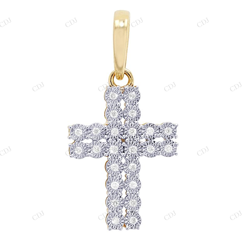 Illusion Set 1.3 Inch Lab Grown Diamond 10K Gold Cross Pendant Hip Hop Pendent customdiamjewel