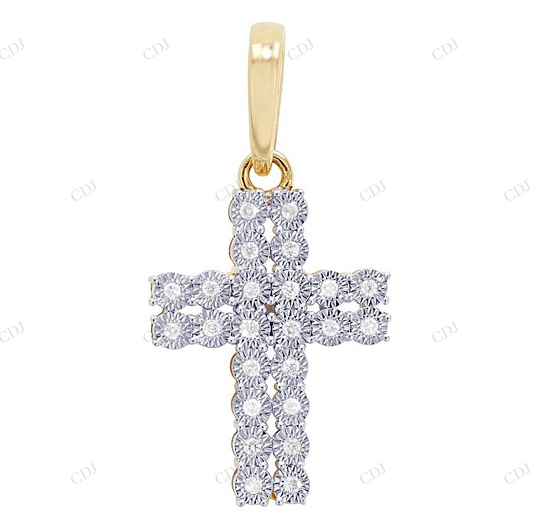 Illusion Set 1.3 Inch Lab Grown Diamond 10K Gold Cross Pendant Hip Hop Pendent customdiamjewel
