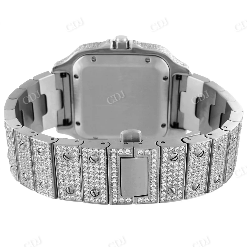 Stainless Steel Iced Out Moissanite Mens Watch customdiamjewel