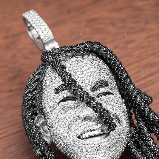 Black And White Diamond Iced Out Hip Hop Face Pendant hip hop jewelry customdiamjewel   