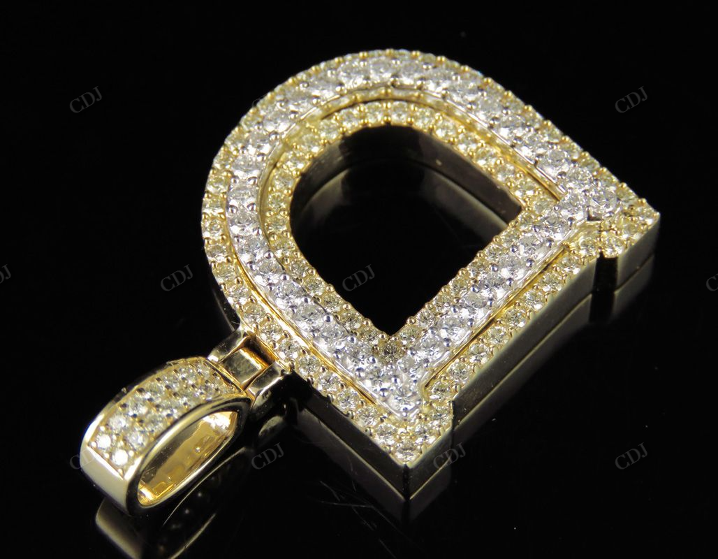 Custom Letter 'D' Initial Natural Diamond Pendent 10K Two Tone Gold CustomDiamJewel