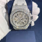Custom Hip Hop White Belt Audemars Piguet Diamond Watch