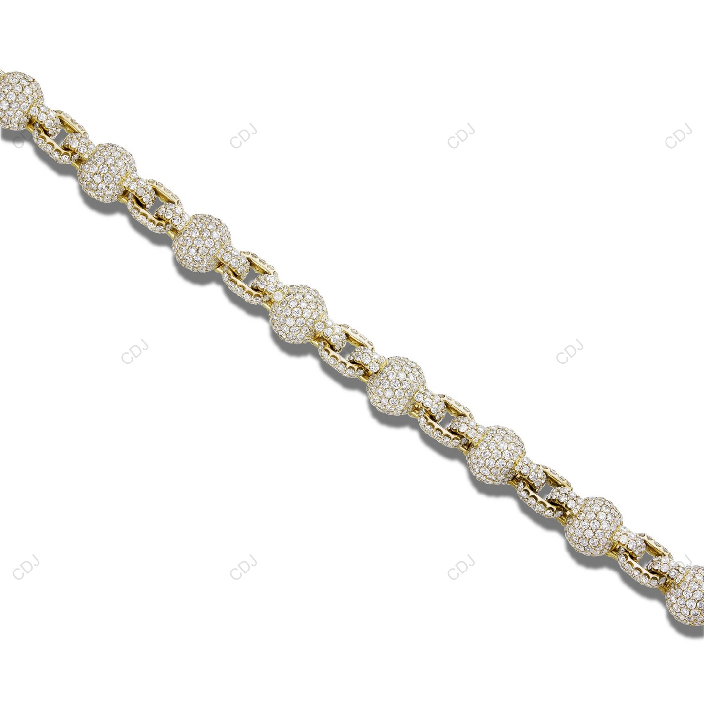 Fully Iced Out Moissanite Ball Link Chain For Mens CustomDiamJewel