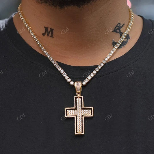 Unique Style Rose Gold Plated Cross Pendant hip hop jewelry CustomDiamJewel