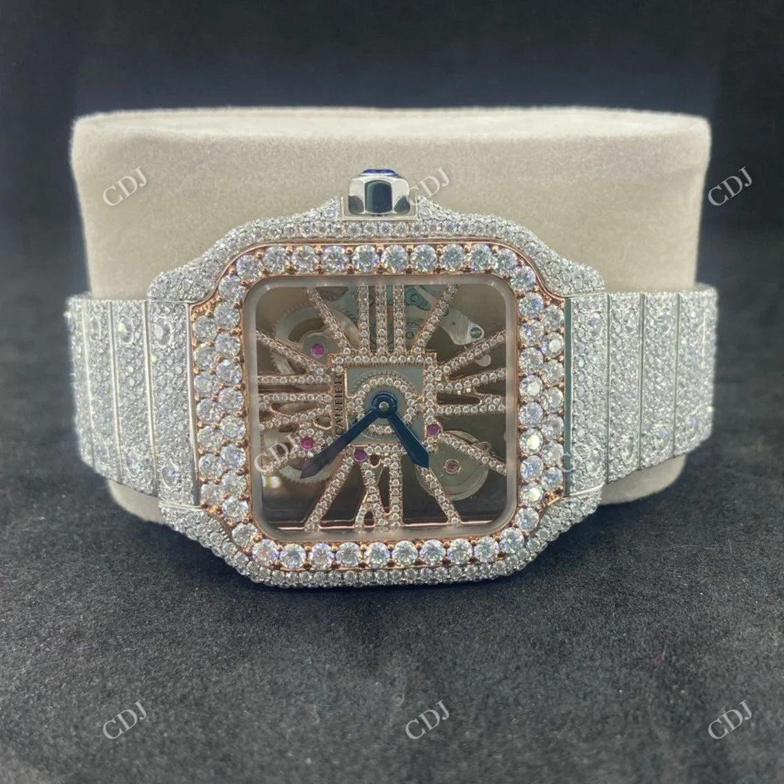 Cartier Skeleton Moissanite Studded Diamond Watch customdiamjewel