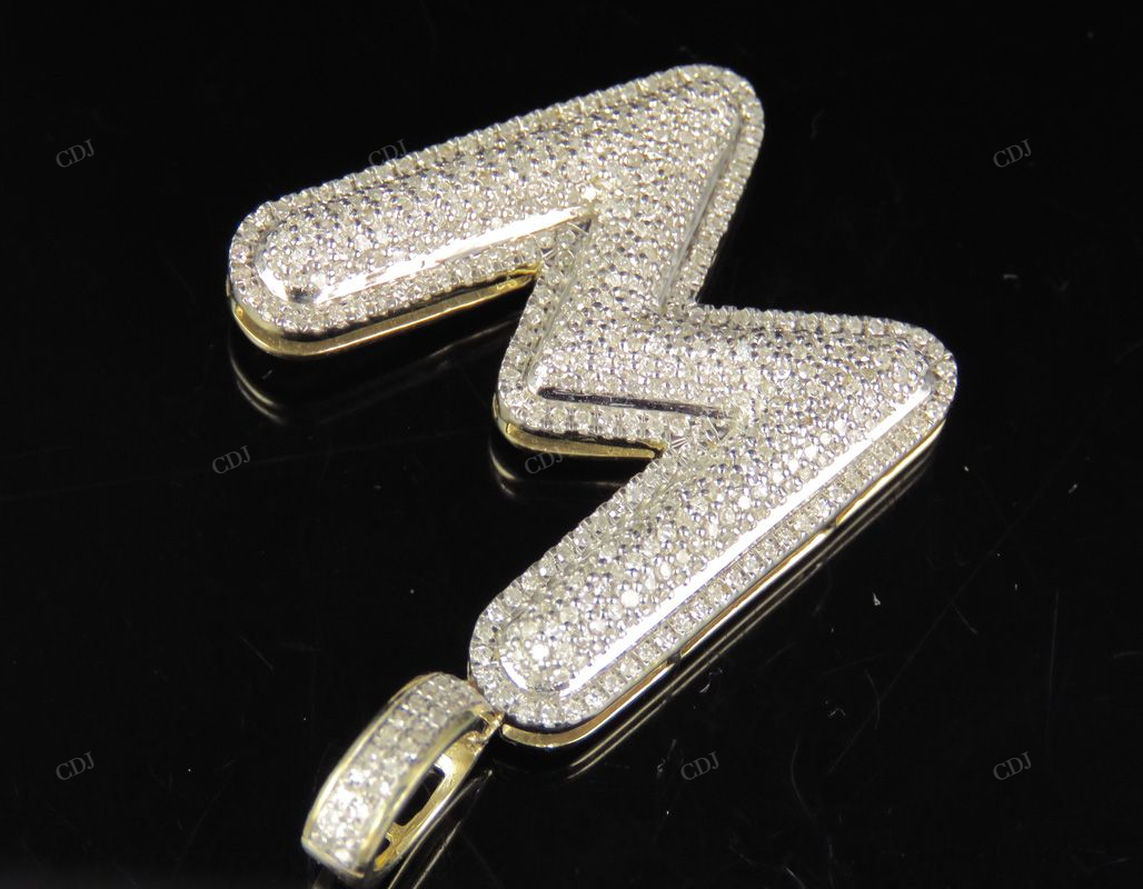 1.4" 1.20 CTW 10K Gold Natural Diamond Custom W Letter Pendant CustomDiamJewel