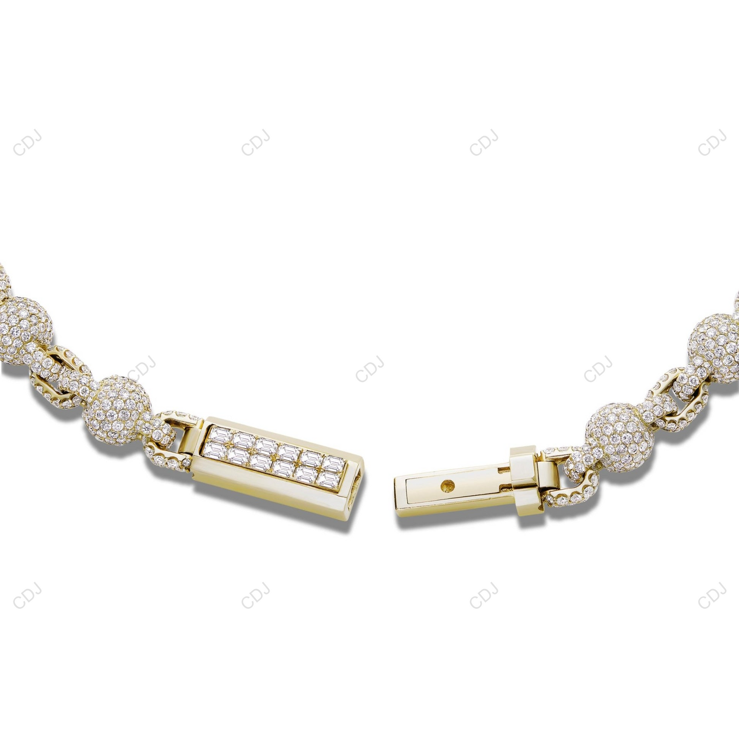 Fully Iced Out Moissanite Ball Link Chain For Mens CustomDiamJewel