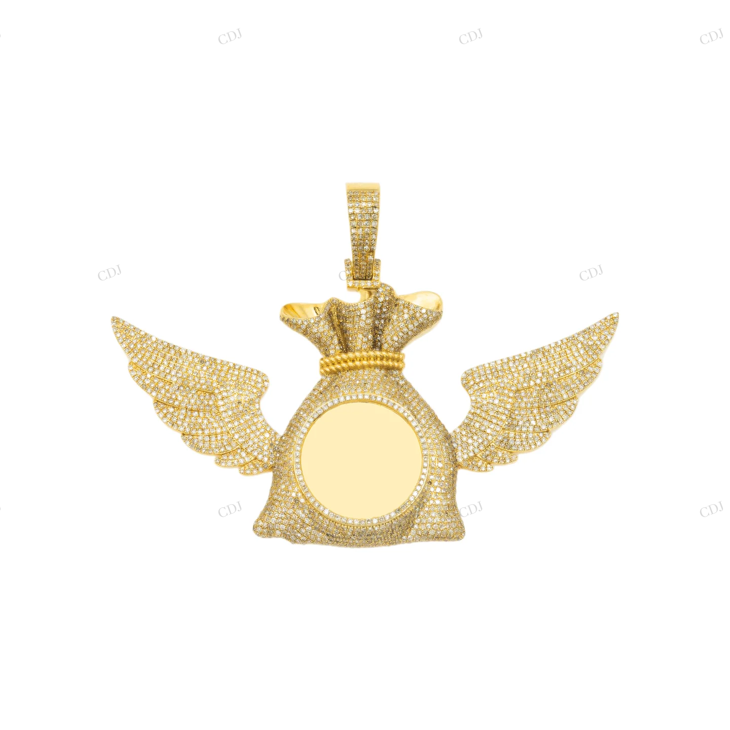 Silver Moissanite Money Bag Angel Wings Pendant hip hop jewelry customdiamjewel