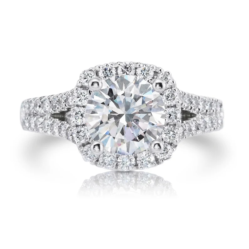 Round Cut Moissanite Eternity Engagement Ring  customdiamjewel   