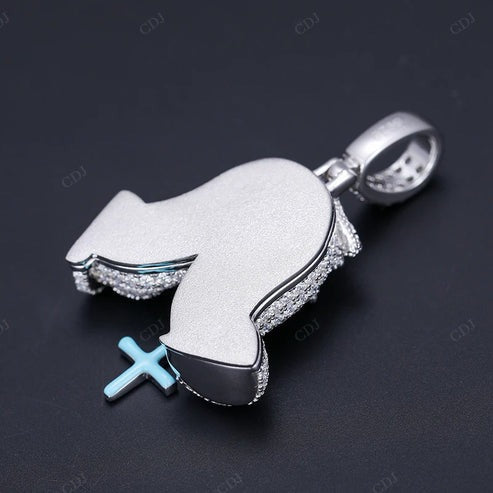 925 Sterling Silver Praying Hands Diamond Pendant hip hop jewelry CustomDiamJewel