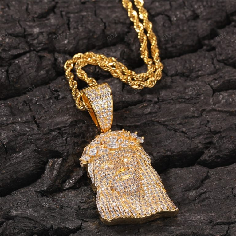 Custom Gold Plated Moissanite Jesus Pendant hip hop jewelry CustomDiamJewel