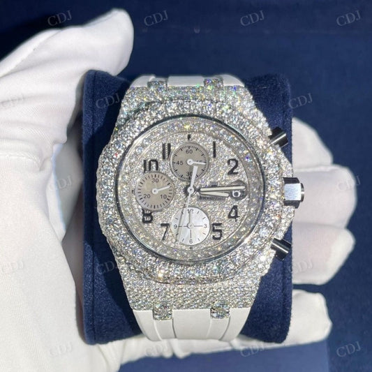 Custom Hip-Hop White Belt & AP Diamond Watch customdiamjewel