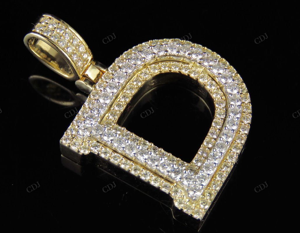 Custom Letter 'D' Initial Natural Diamond Pendent 10K Two Tone Gold CustomDiamJewel