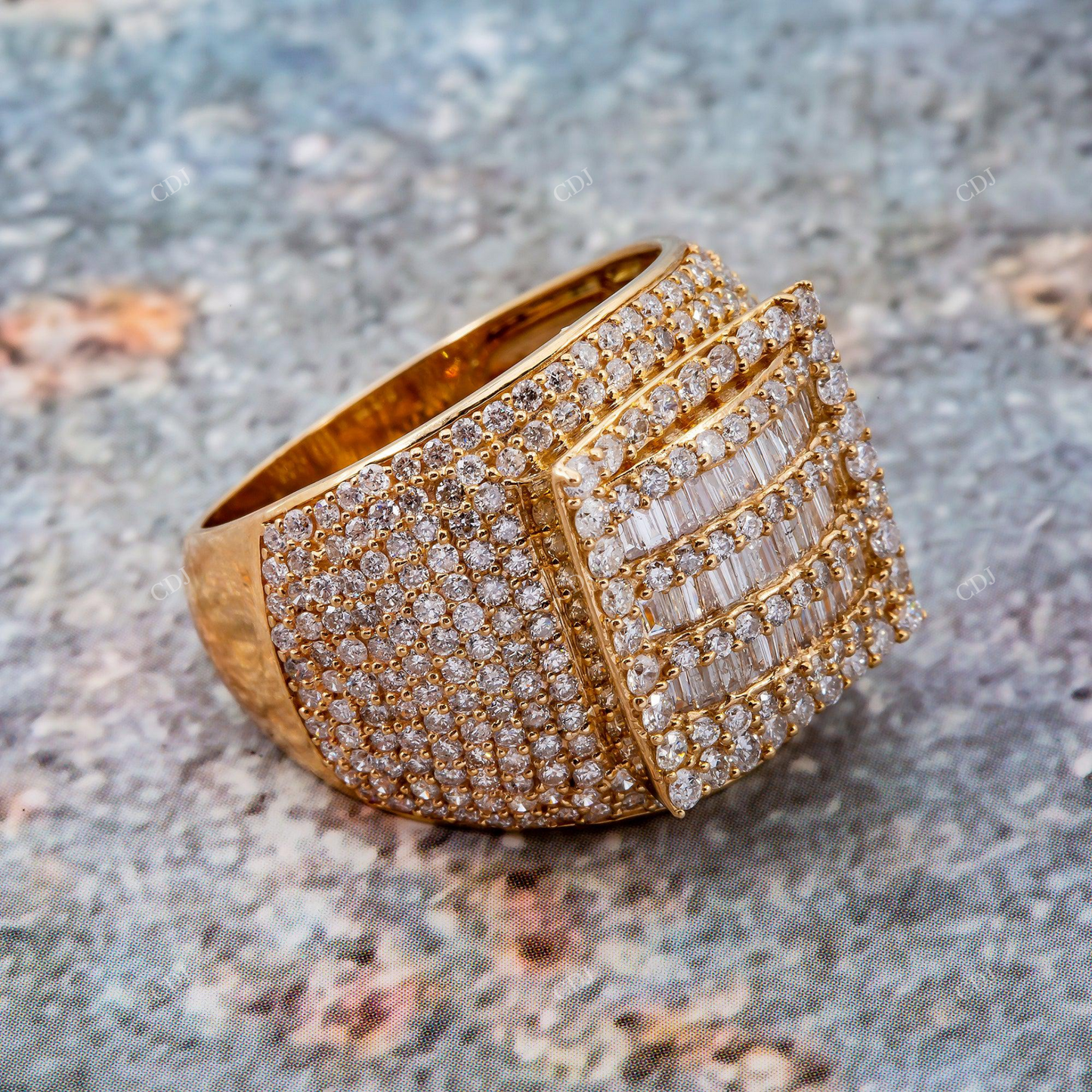 Silver Moissanite Baguette & Round Diamond Ring hip hop jewelry customdiamjewel